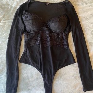 Fashion Nova Black Bodysuit, Size Medium